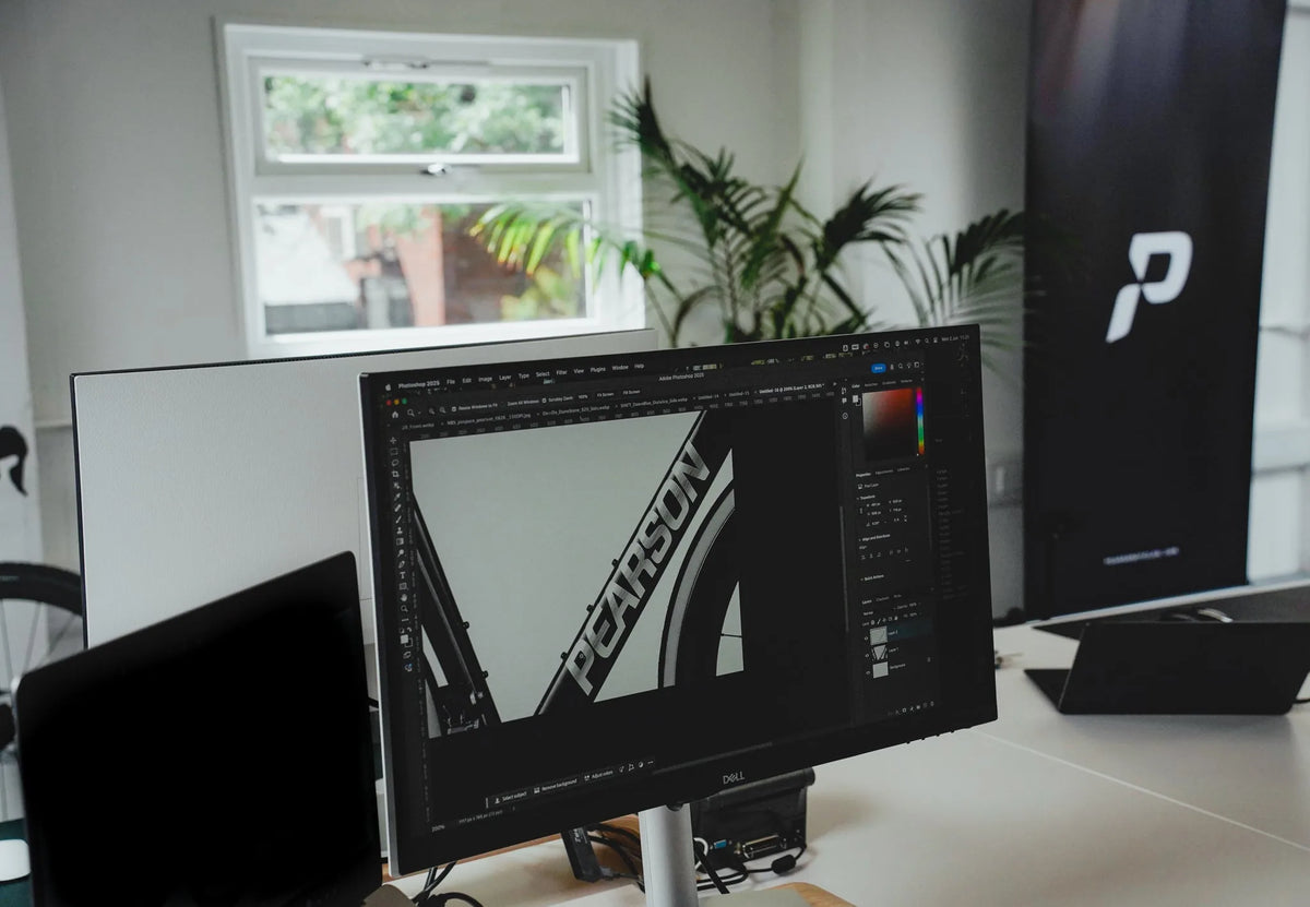A Pearson frame design on screen in the London design studio