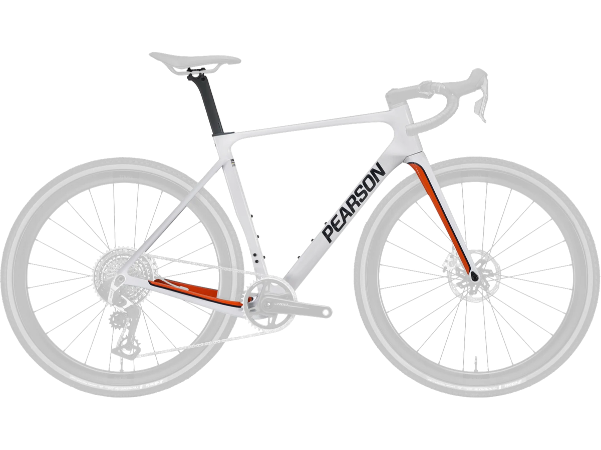 Pearson On&On Race frameset in Racing White, side elevation